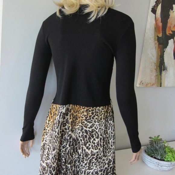 ZARA BLACK CONTRAST ANIMAL PRINT 70s DRESS - Picture 4 of 7